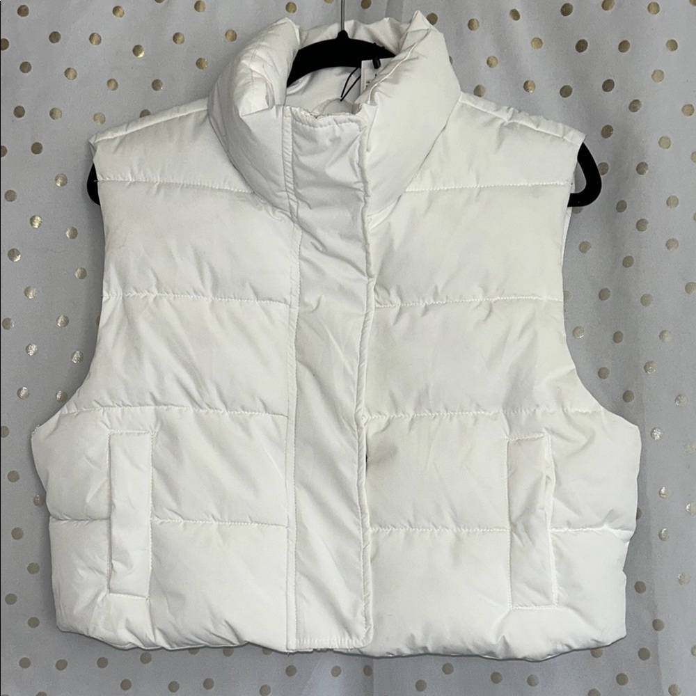 Garage Women's White Quilted Vest - Picture 1 of 14